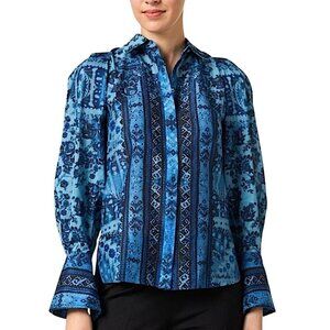KOBI HALPERIN Lulu Silk Blend Print Blouse Shirt
